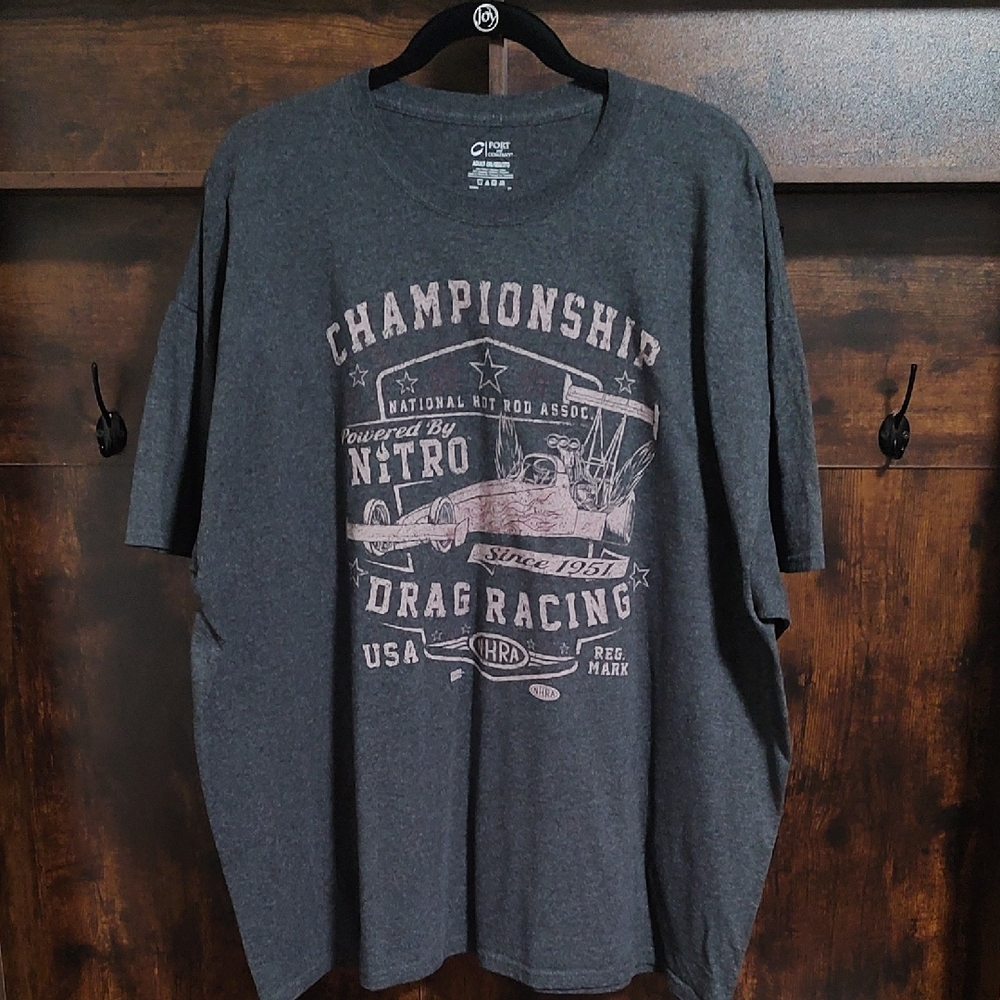 Port and Company Charcoal Drag Racing Tee